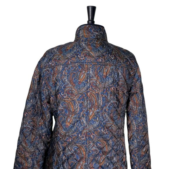 Talbots Womens Coat M Paisley Quilted Corduroy Snap Button Jacket Preppy Classic - Picture 8 of 10